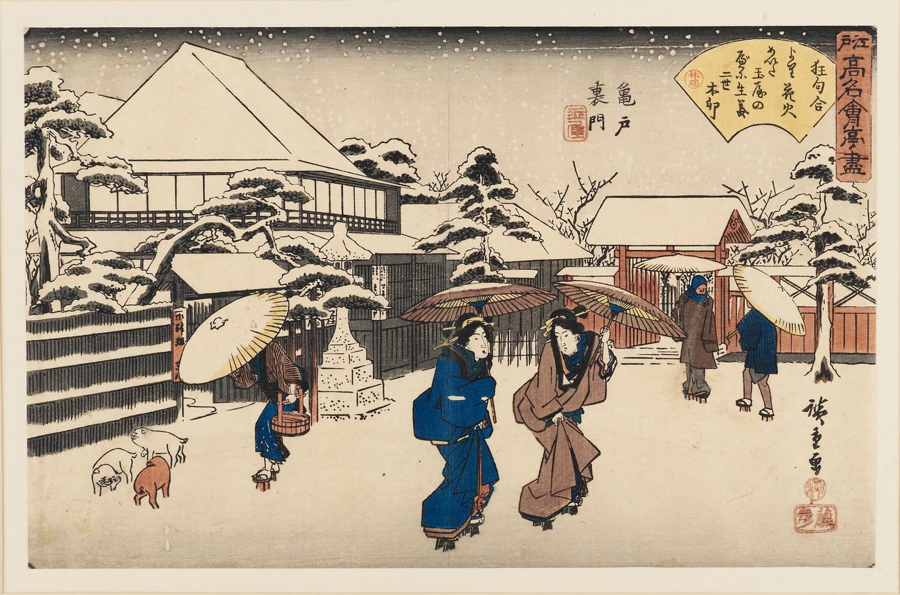 Impresión en madera - Damas en la nieve, 1797-1858 de Ando Hiroshige