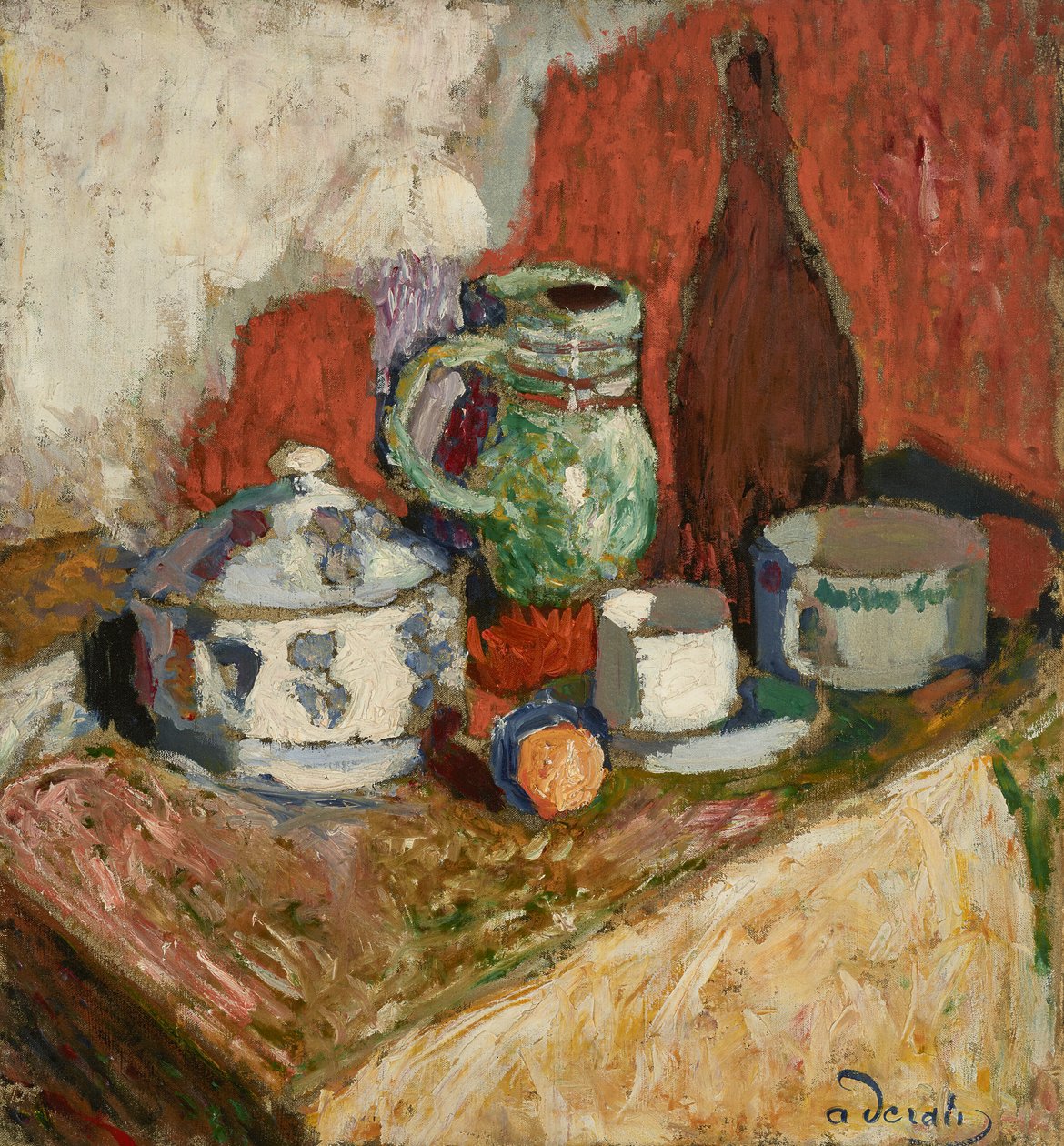 Bodegón con sopera y botella de Andre Derain
