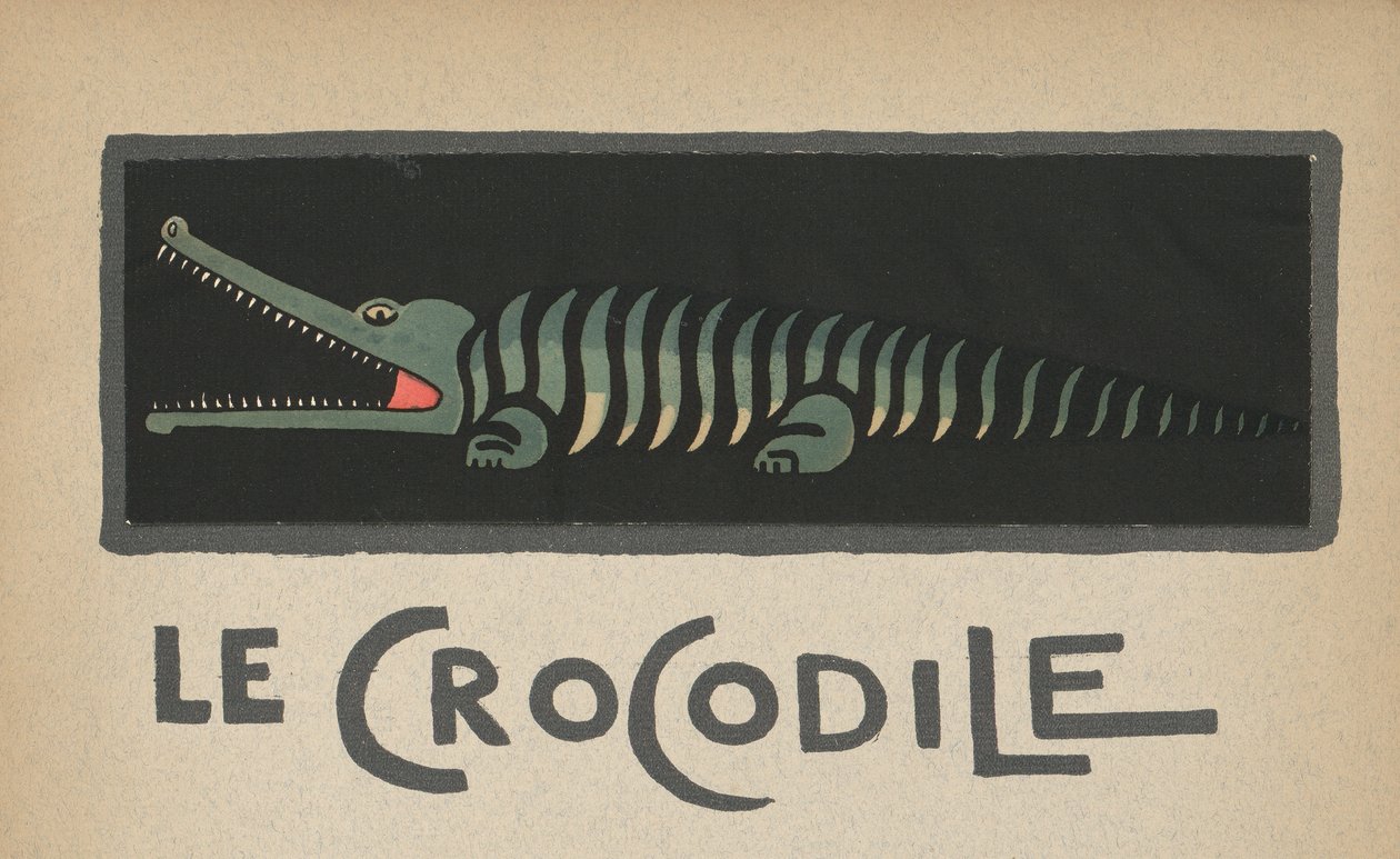 Le Crocodile" Ilustración infantil de un cocodrilo de Andre Helle