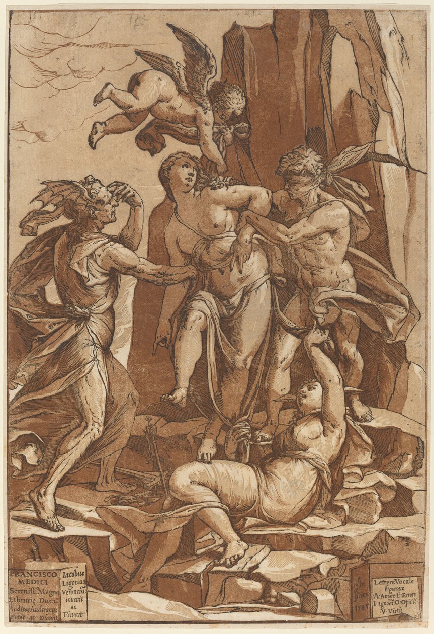 Alegoría de la virtud de Andrea Andreani after Jacopo Ligozzi