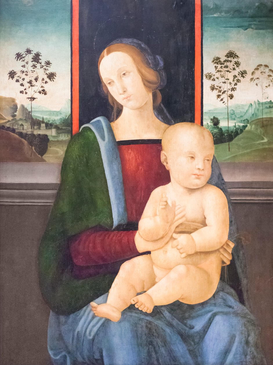 Virgen con el Niño (óleo sobre madera) de Andrea Ingegnio