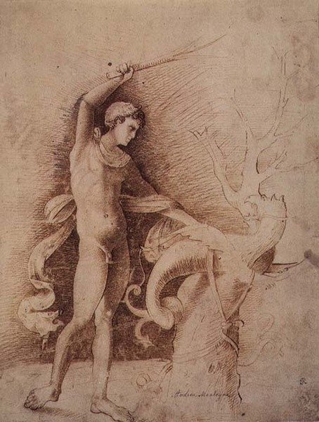 Joven Luchando con un Dragón de Andrea Mantegna