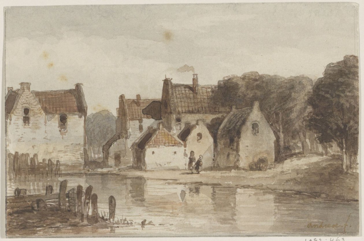 Casas en un canal de Andreae (signed by artist)