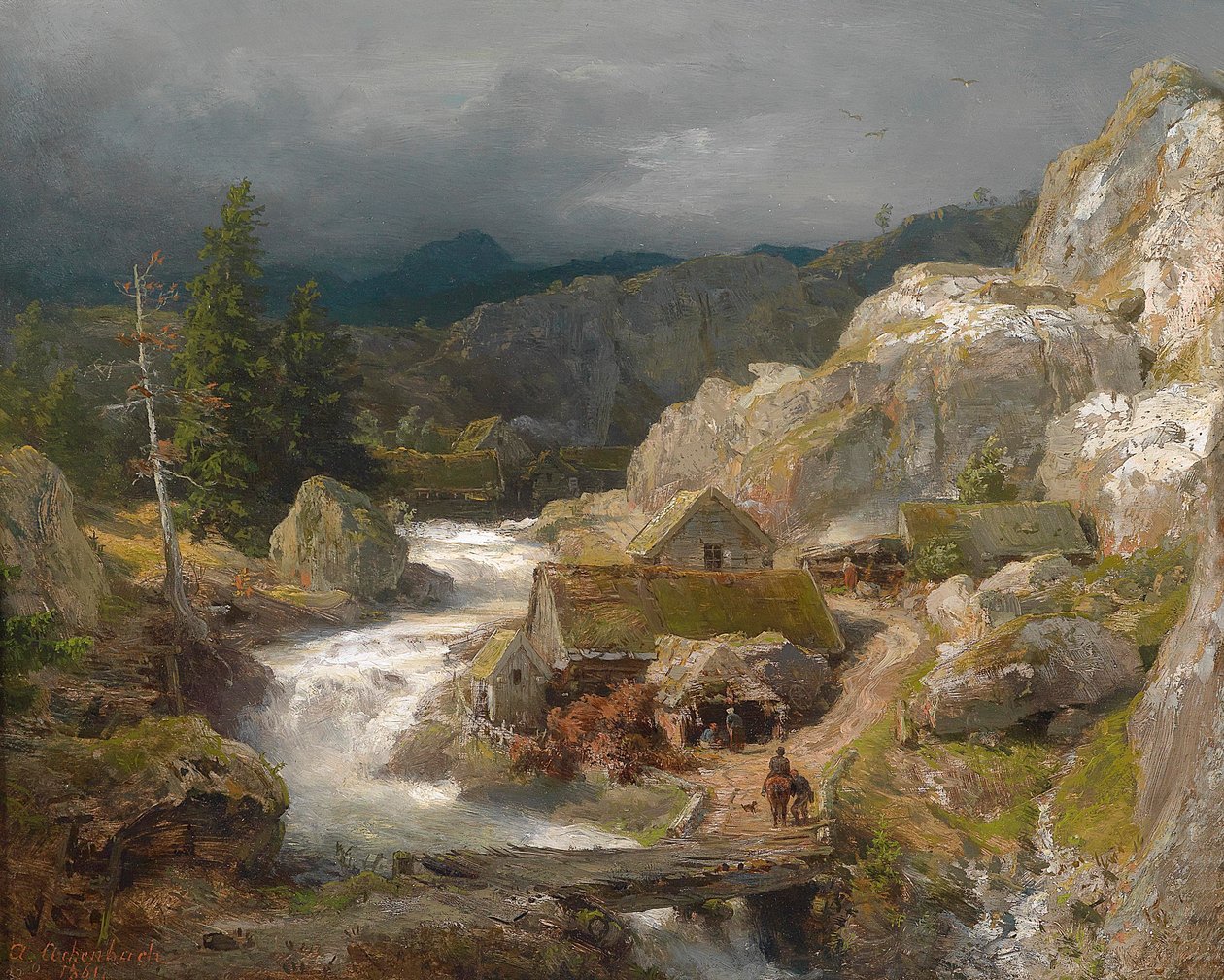 Molino en el arroyo de montaña (1861) de Andreas Achenbach