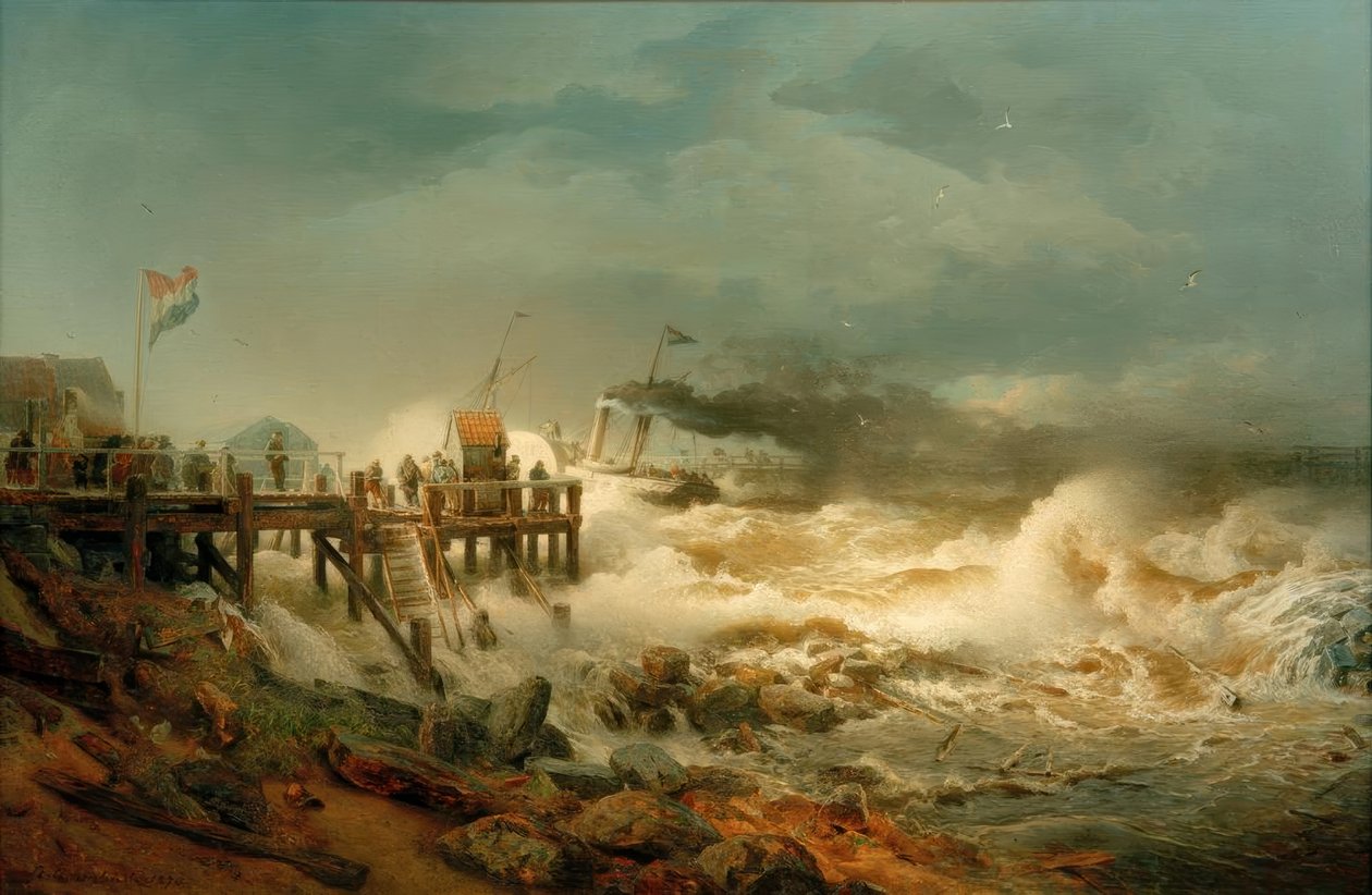 Salida de un vapor de Andreas Achenbach