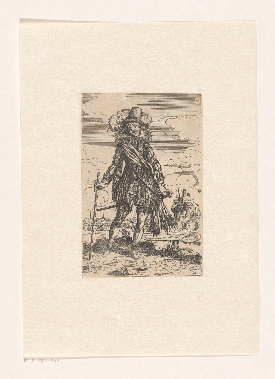Noble español en un paisaje de Andreas Bretschneider