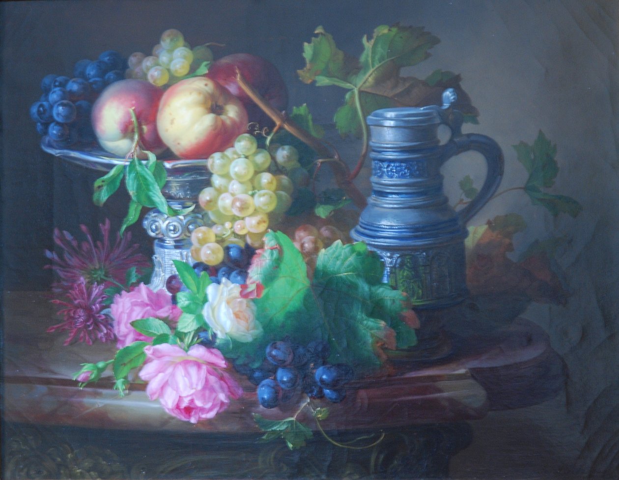 Alemán: Flores y frutas con jarra de Andreas Lach