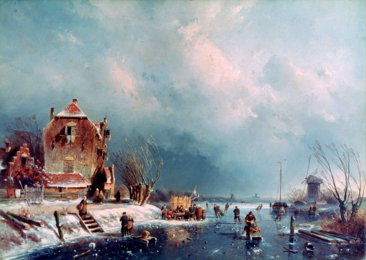 Río congelado de Andreas Schelfhout