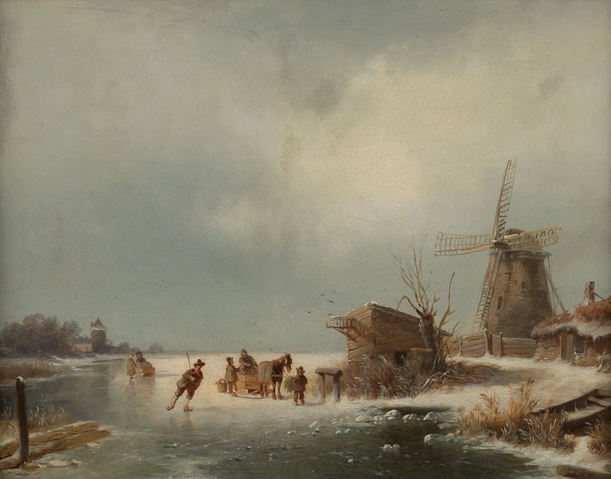 Paisaje invernal con patinadores sobre hielo. de Andreas Schelfhout