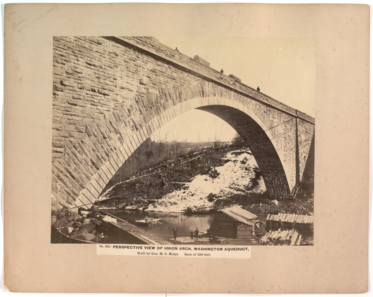 No. 302. Vista en perspectiva del Union Arch, Acueducto de Washington, c.1861-1865 de Andrew Joseph Russell