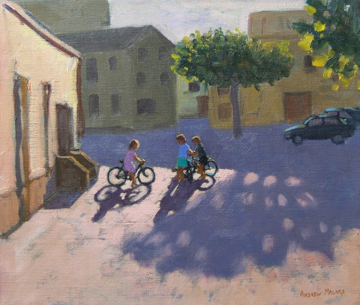 Tres niños con bicicletas, España de Andrew Macara