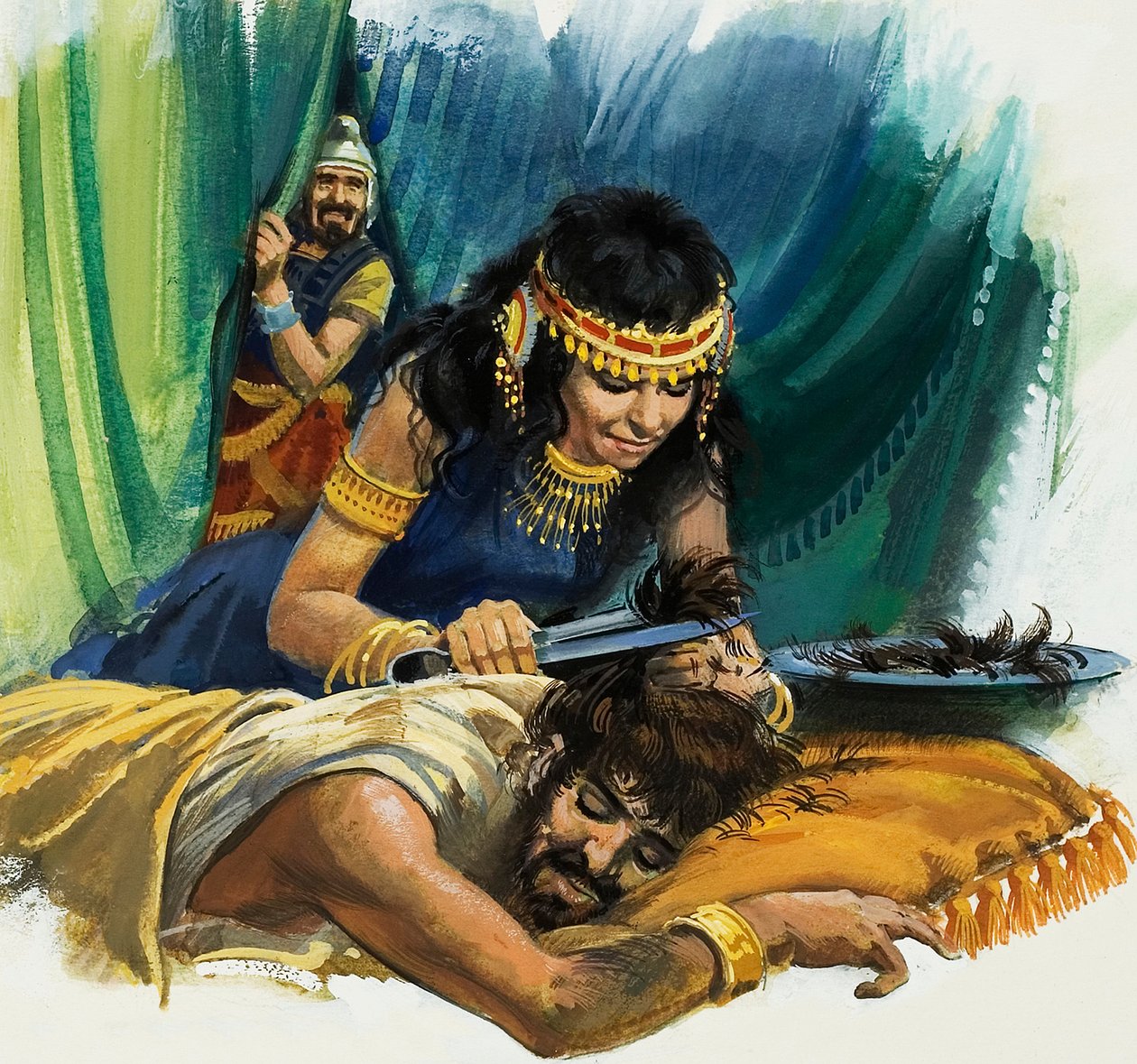 Sansón y Dalila (gouache sobre papel) de Andrew Howat