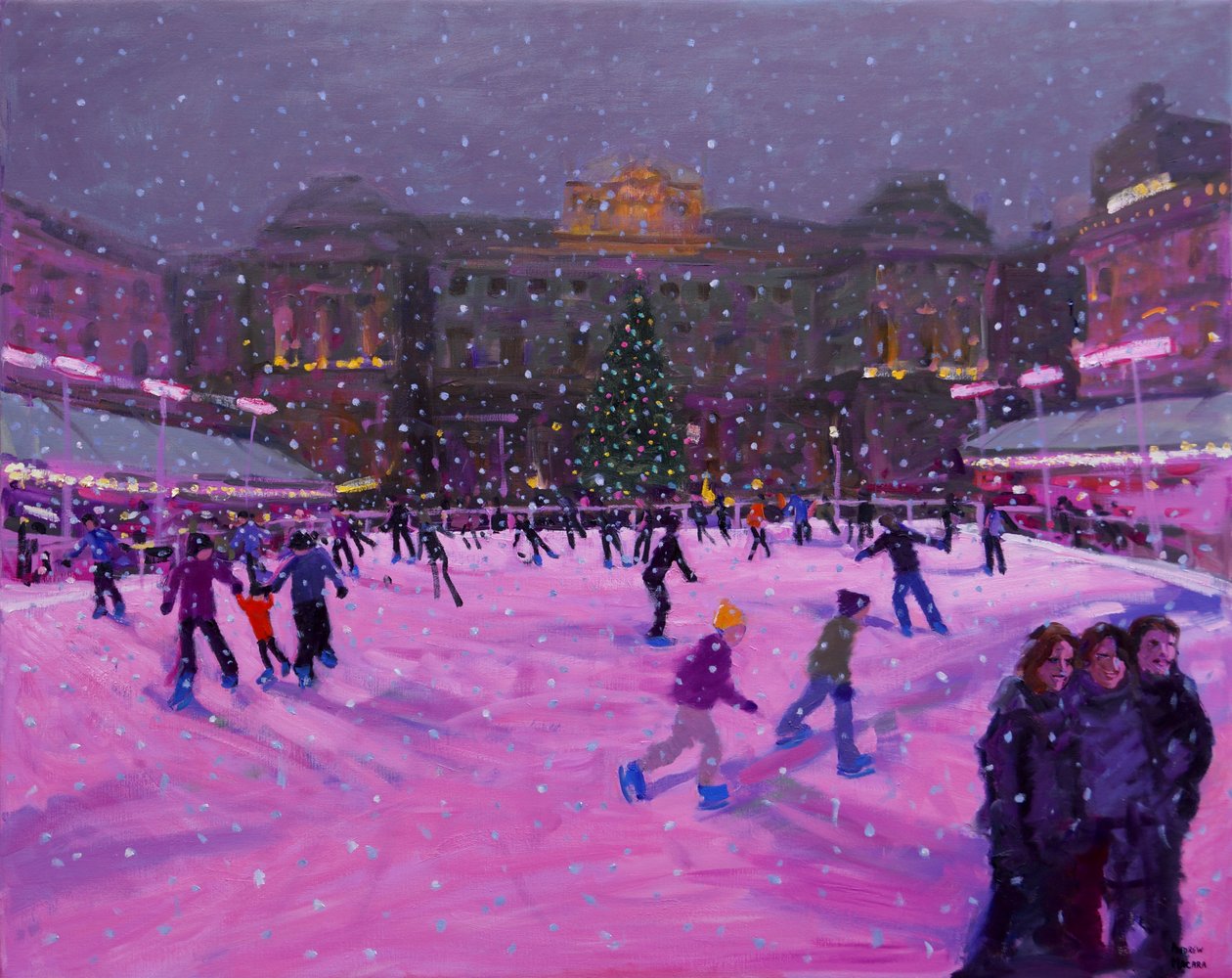 Patinaje de Navidad, Somerset House con luces rosas, 2014 de Andrew Macara