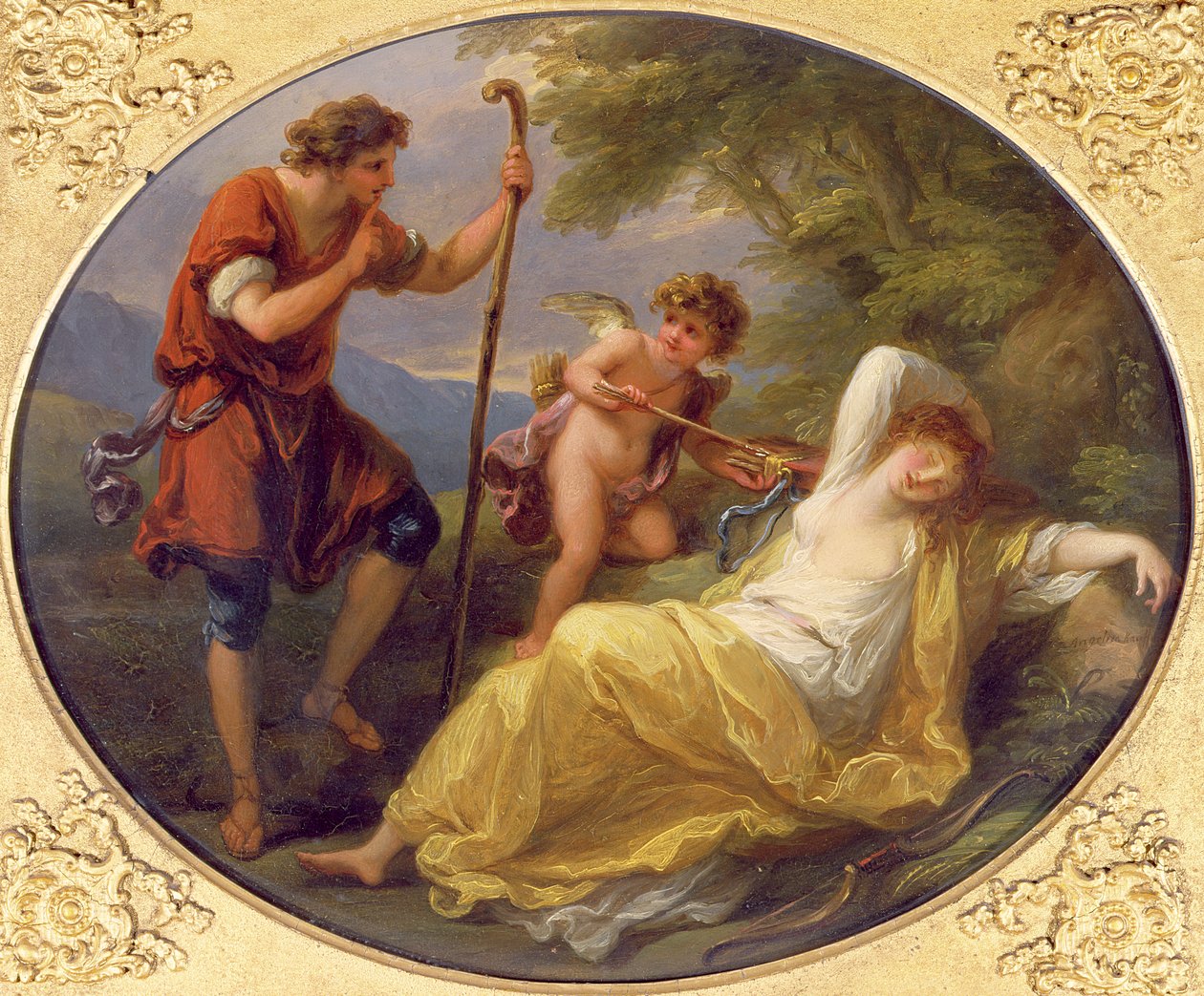 Una ninfa durmiente observada por un pastor, 1780 de Angelica Kauffmann