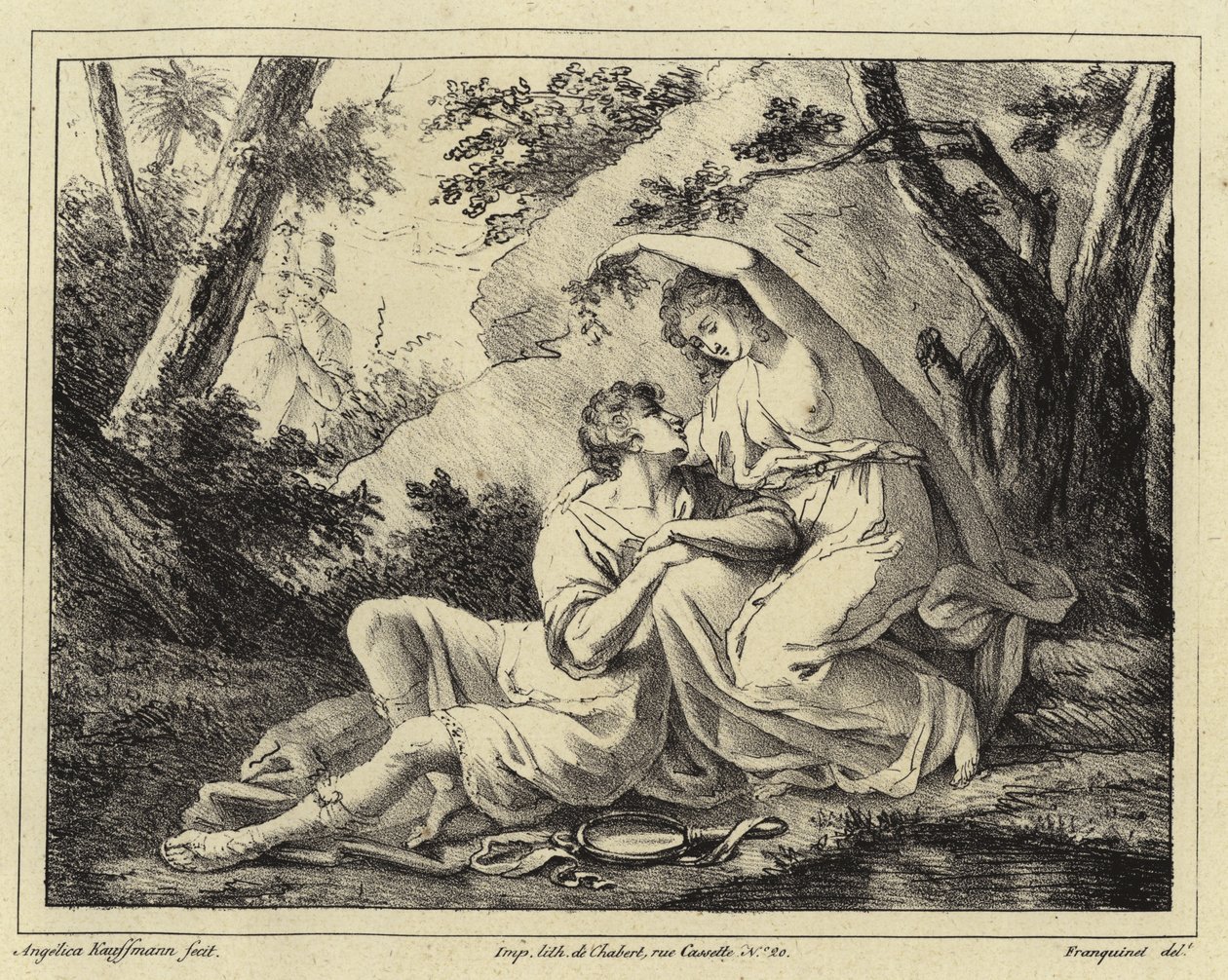 Dos amantes en un paisaje de Angelica Kauffmann