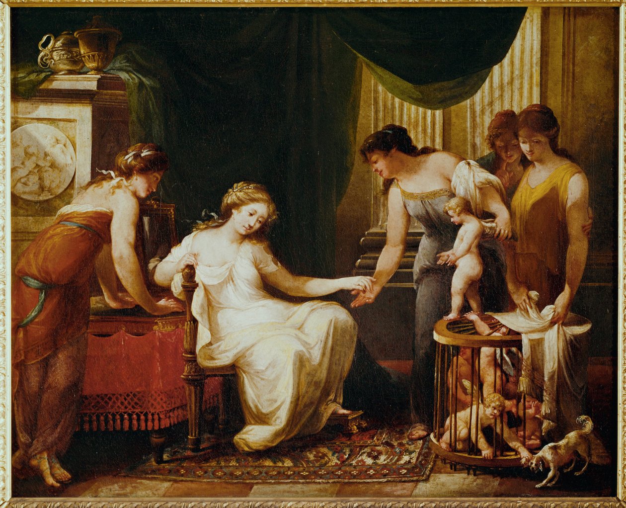 El vendedor de amores ... (pintura sobre lienzo) de Angelika Kauffmann