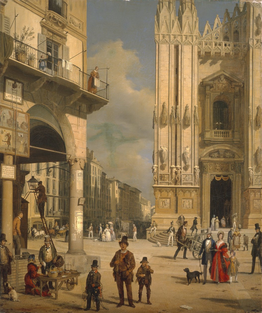 Piazza del Duomo, Milán de Angelo Inganni