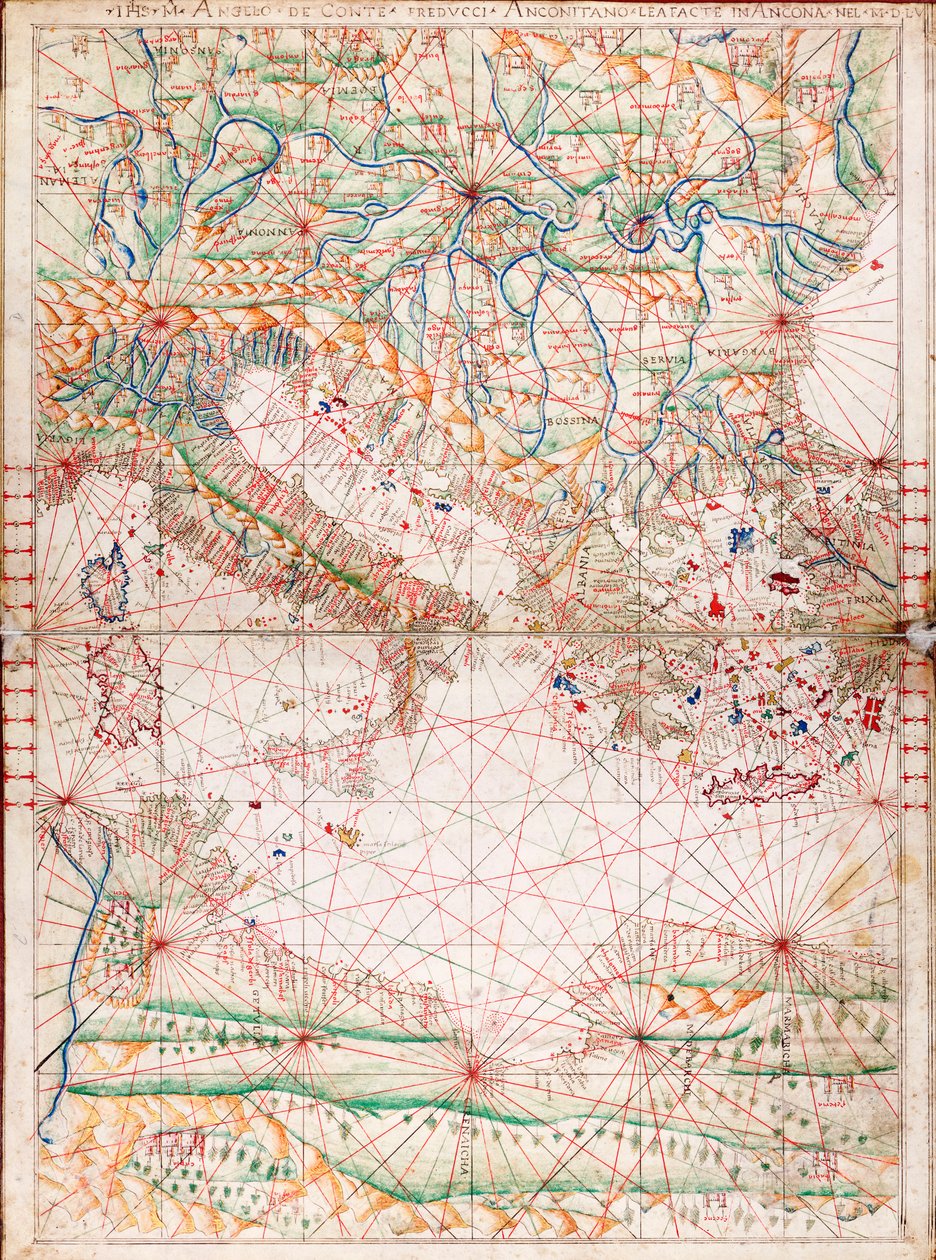 Mapa del Mediterráneo Central de Angelo de Conte Freducci