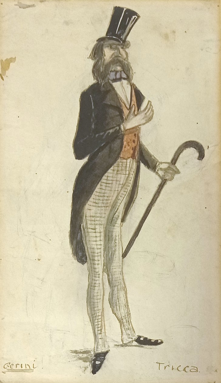Caricatura de Gerini (acuarela) de Angiolo Tricca