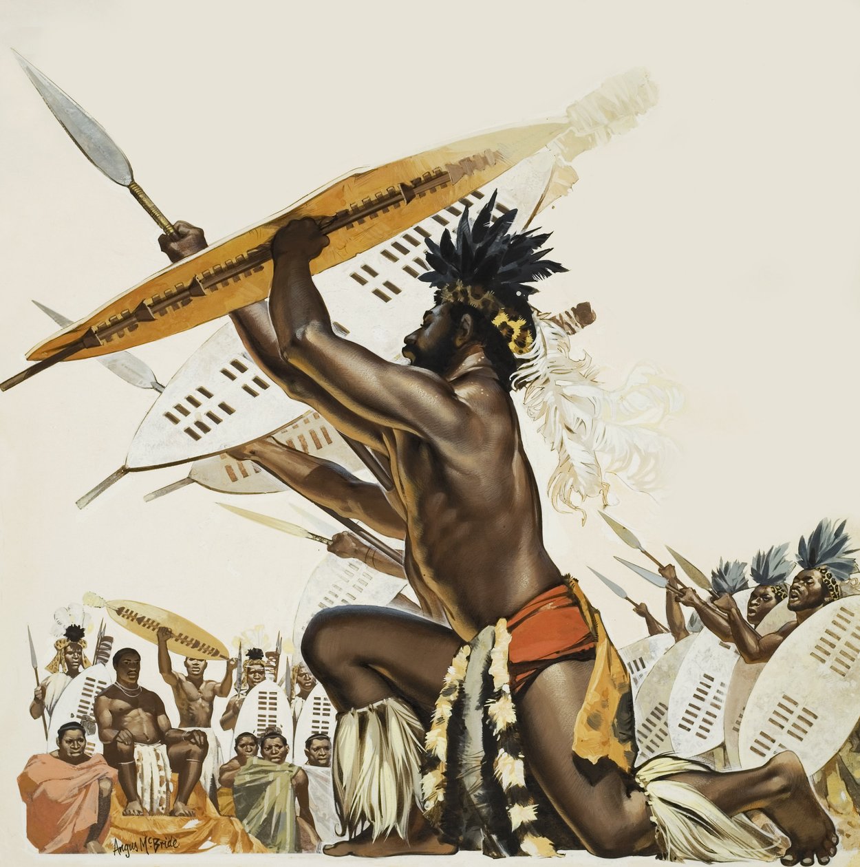 Guerreros africanos (gouache sobre papel) de Angus McBride