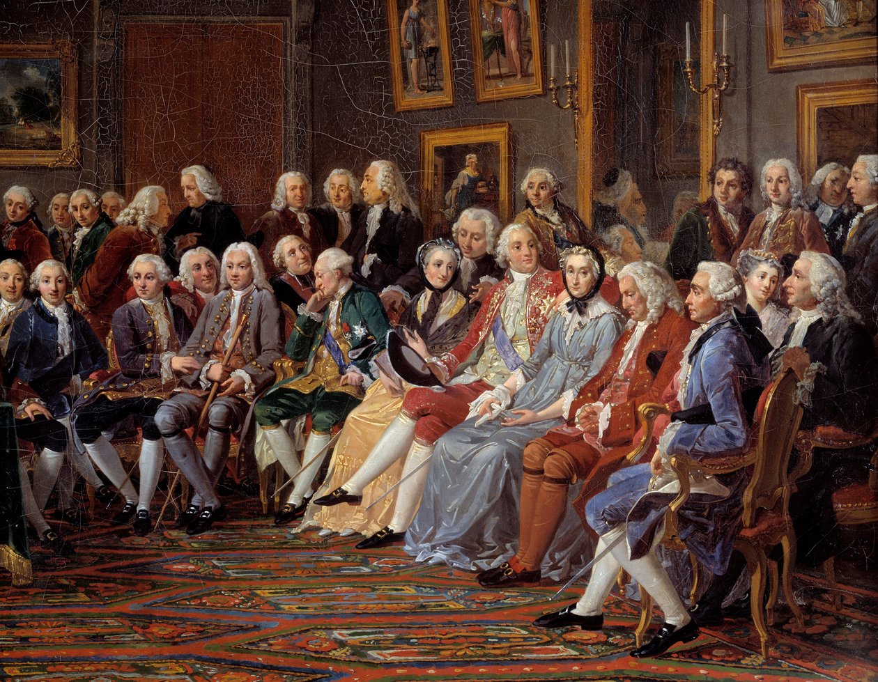 El salón de Madame Geoffrin, detalle de Anicet Charles Lemonnier