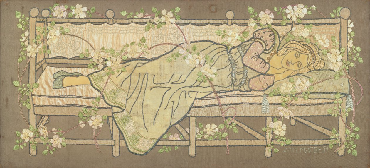 La Bella Durmiente (bordado en seda) de Ann MacBeth