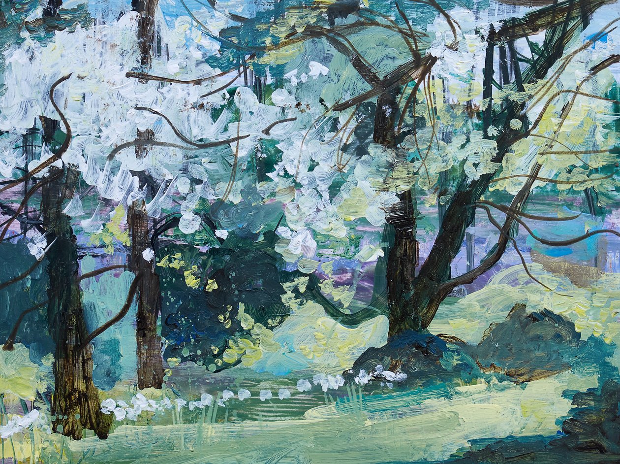 Árboles en flor, Paxton, 2021 (acrílico) de Ann Oram