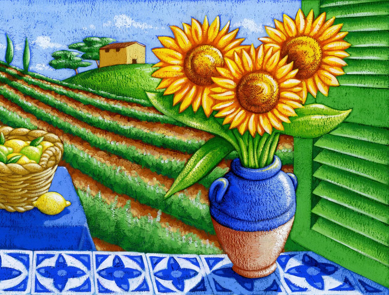 Girasoles en Provenza, 2015 (gouache) de Annalisa Morrocco