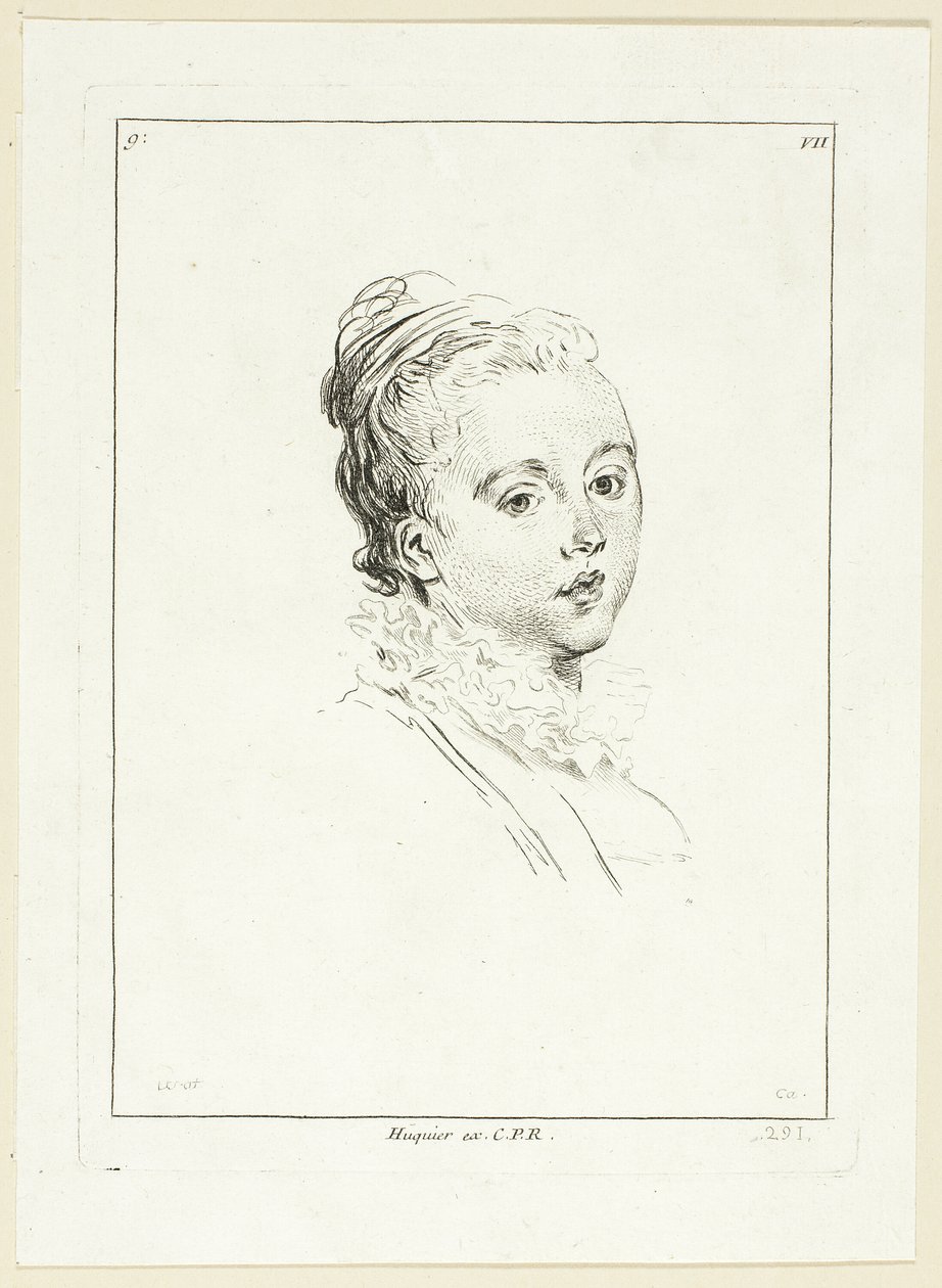 Cabeza de mujer (girada hacia la izquierda) de Anne Claude Philippe Caylus