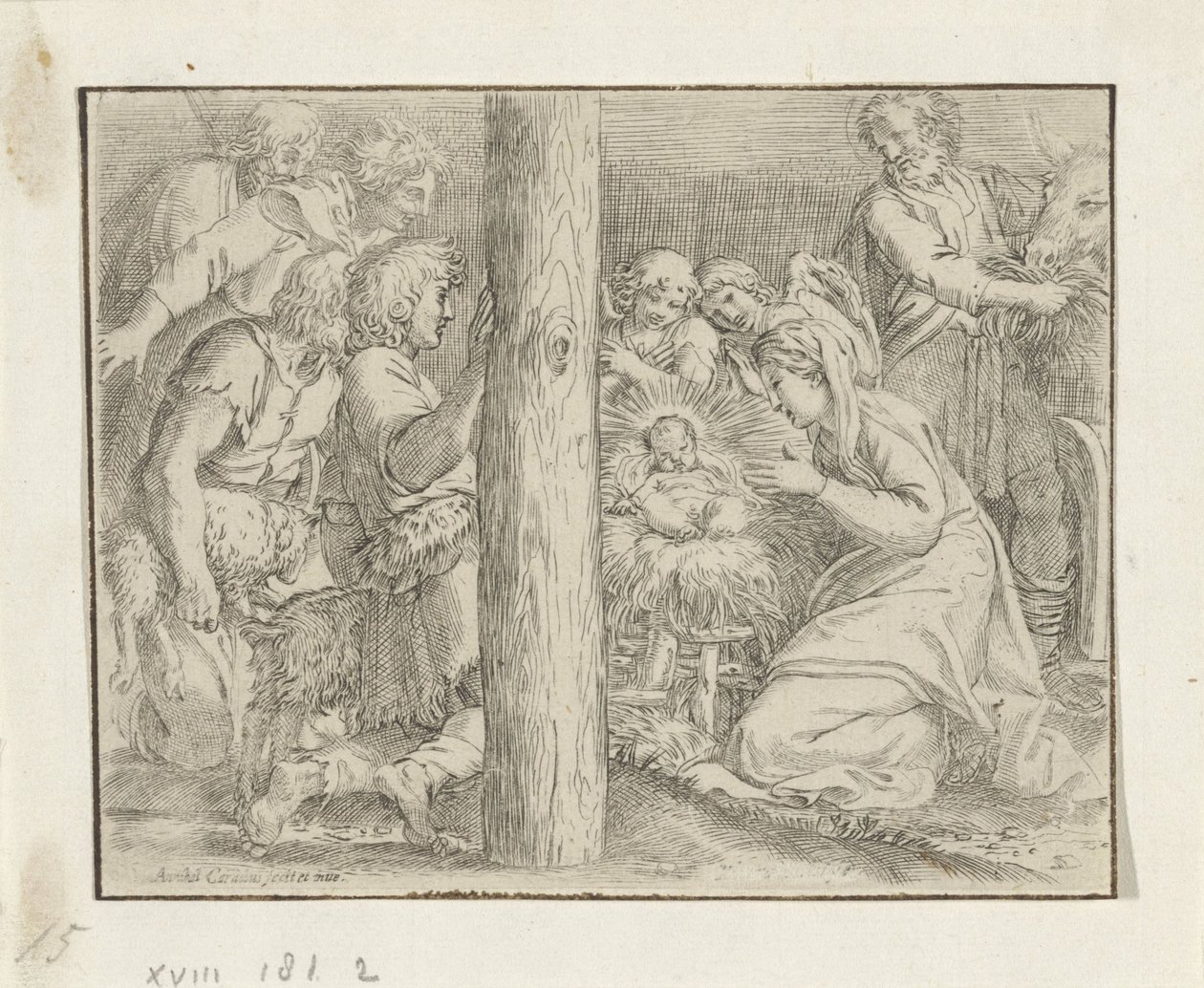 Adoración de los pastores de Annibale Carracci