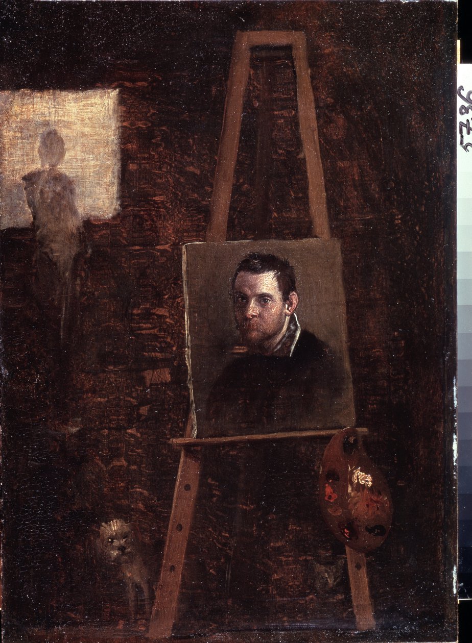 Autorretrato en el caballete, 1603-04 de Annibale Carracci