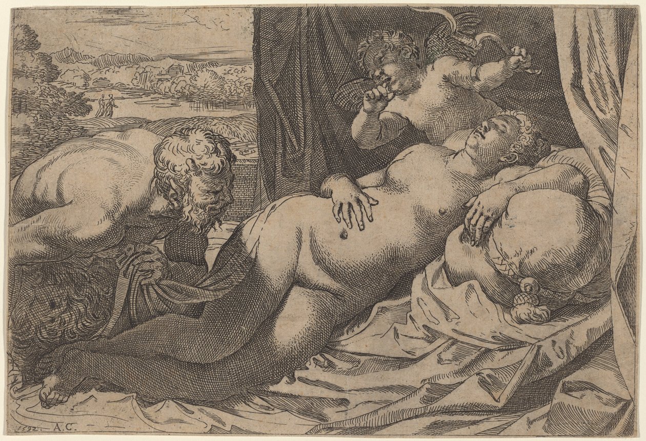 Venus y un sátiro de Annibale Carracci