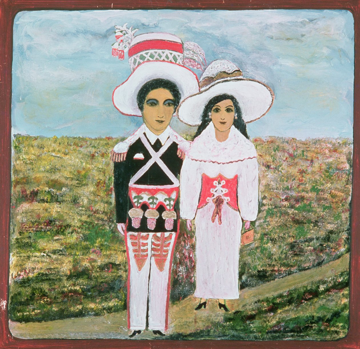 Pareja en traje campesino, artista ingenuo (siglo XX) de Unbekannt Unbekannt