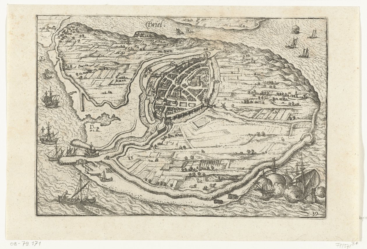 Mapa de Den Briel, 1572 de Anonymous