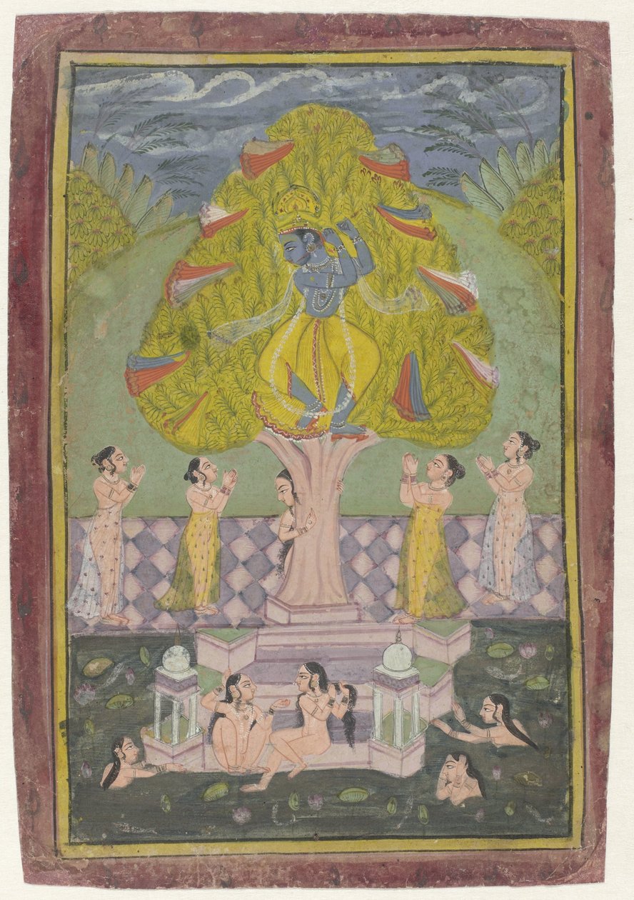 Krishna robando la ropa de las Gopis de Anonymous