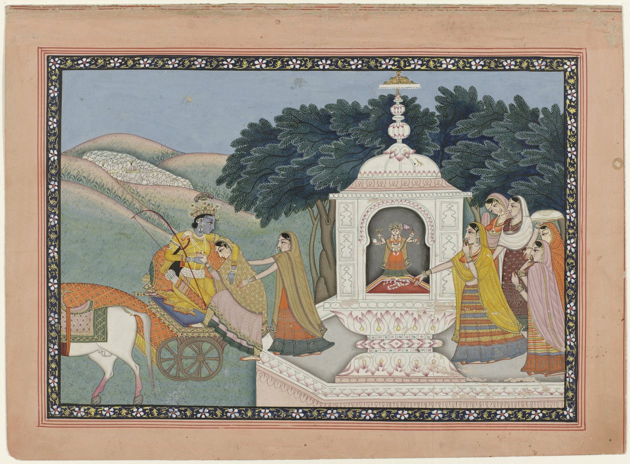 Secuestro de Rukmini por Krishna de Anonymous