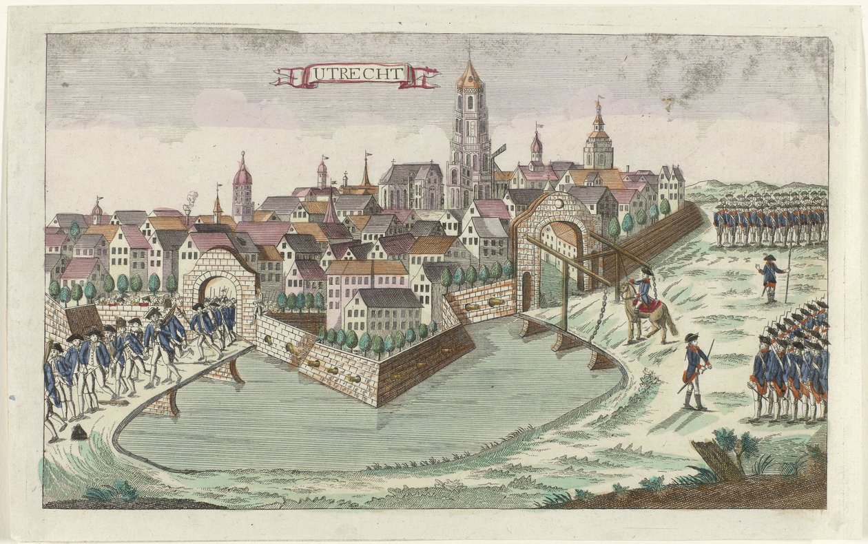 Los patriotas salen de Utrecht, 1787 Utrecht (título sobre objeto) de Anonymous