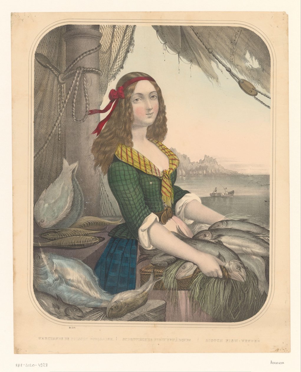 Vendedor de pescado escocés
Marchande de Poisson Écossaise / Schottisches Fischermädchen / Scotch fish-vender (título en el objeto) de Anonymous