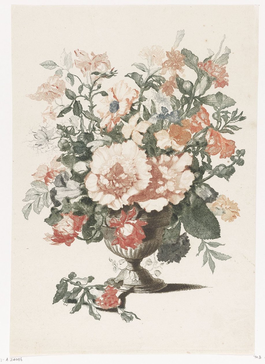 Jarrón de piedra con flores de Anonymous