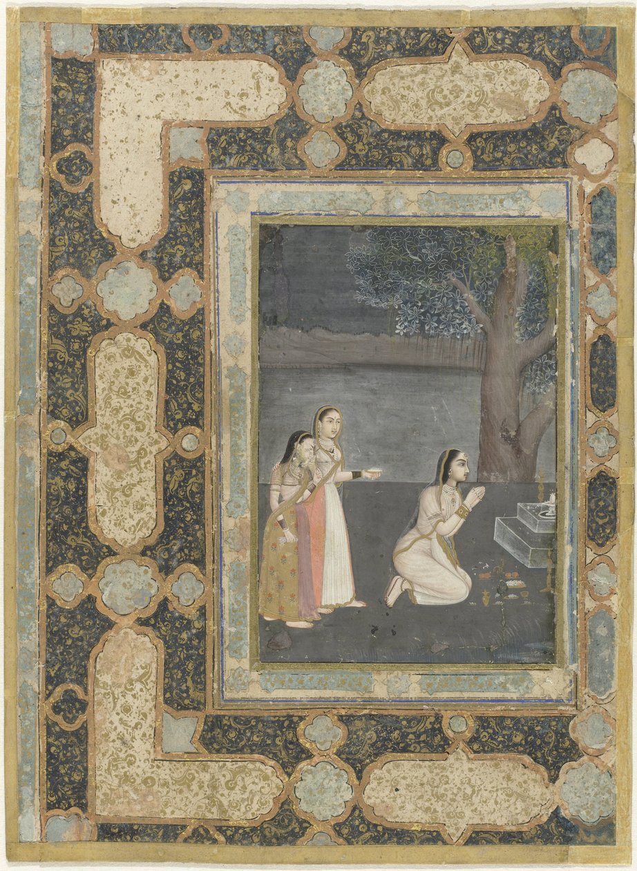 Mujeres ante un altar linga (Bhairavi ragini) de Anonymous