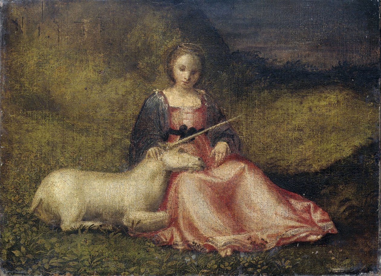 Mujer con unicornio de Anonymous