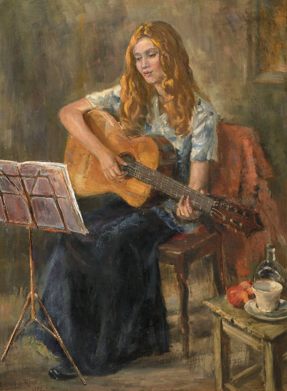 Nichola tocando su guitarra de Anthea Durose