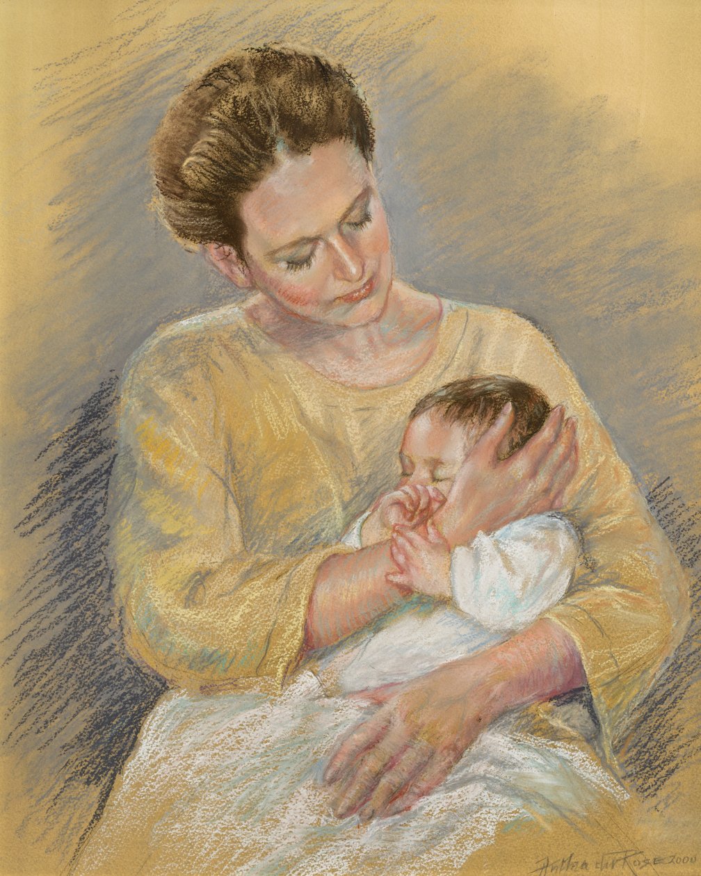Vanessa Macdonald-Haig con su nieto Toby, 2000 (pastel) de Anthea Durose