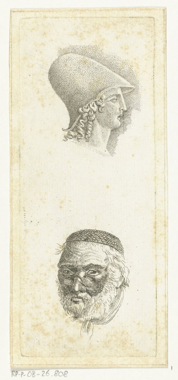 Hoja de estudio con dos cabezas de Anthonie van den Bos