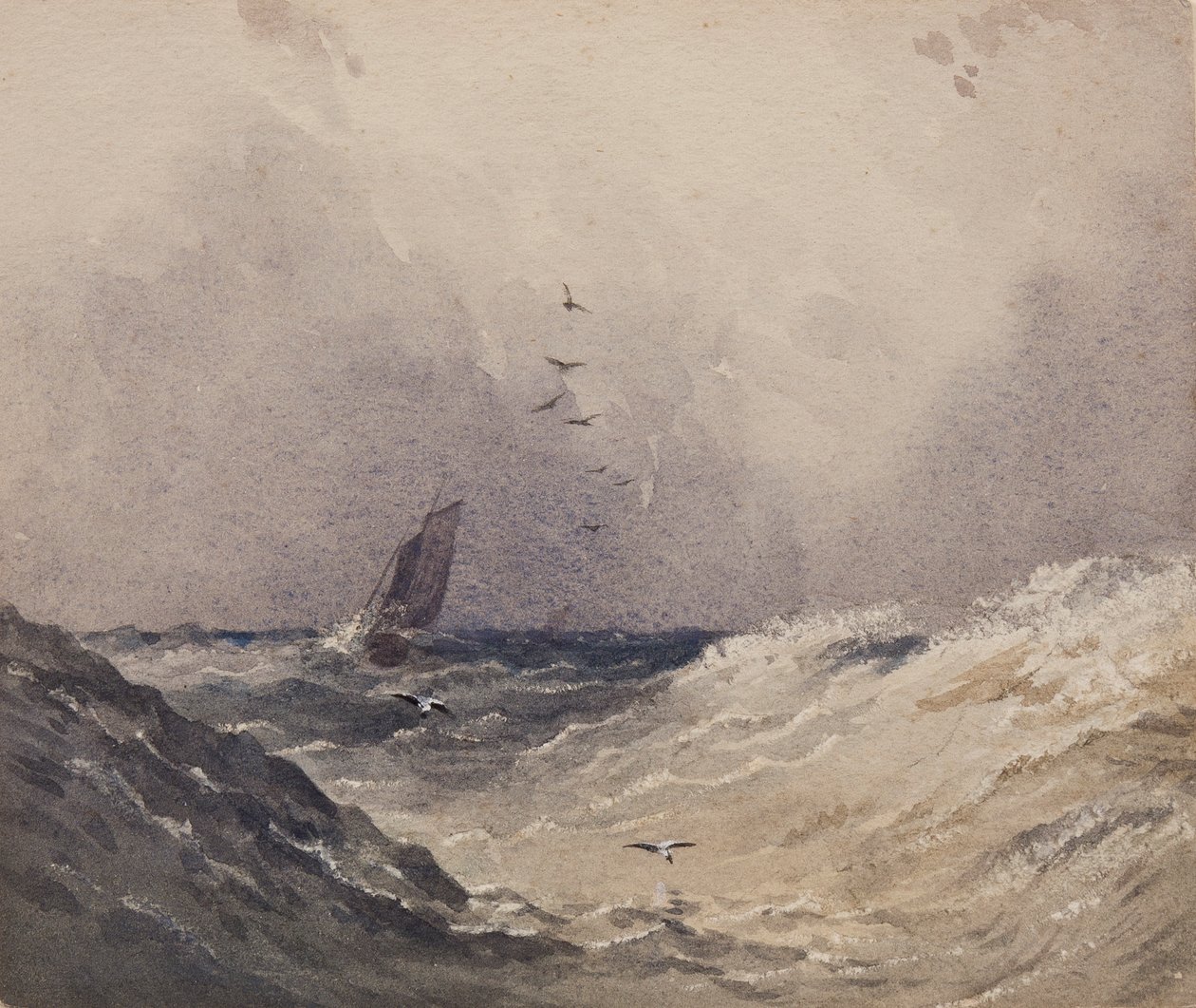 Barco de vela antes de una tormenta, c.1830 de Anthony Vandyke Copley Fielding