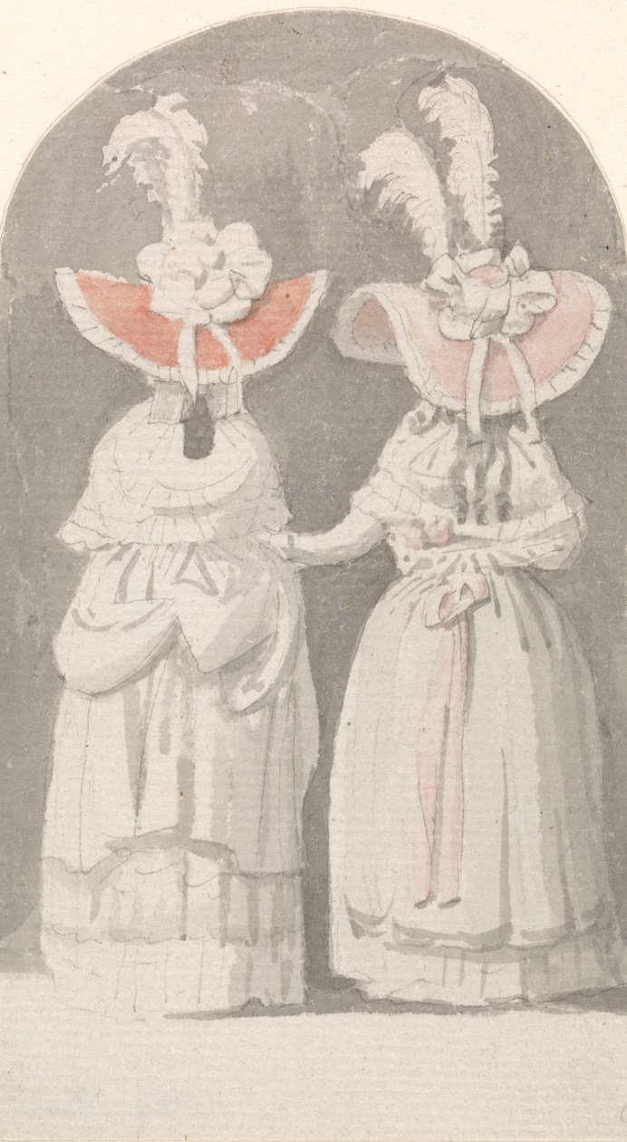 Dos mujeres con extravagantes sombreros de plumas de Anthony Highmore