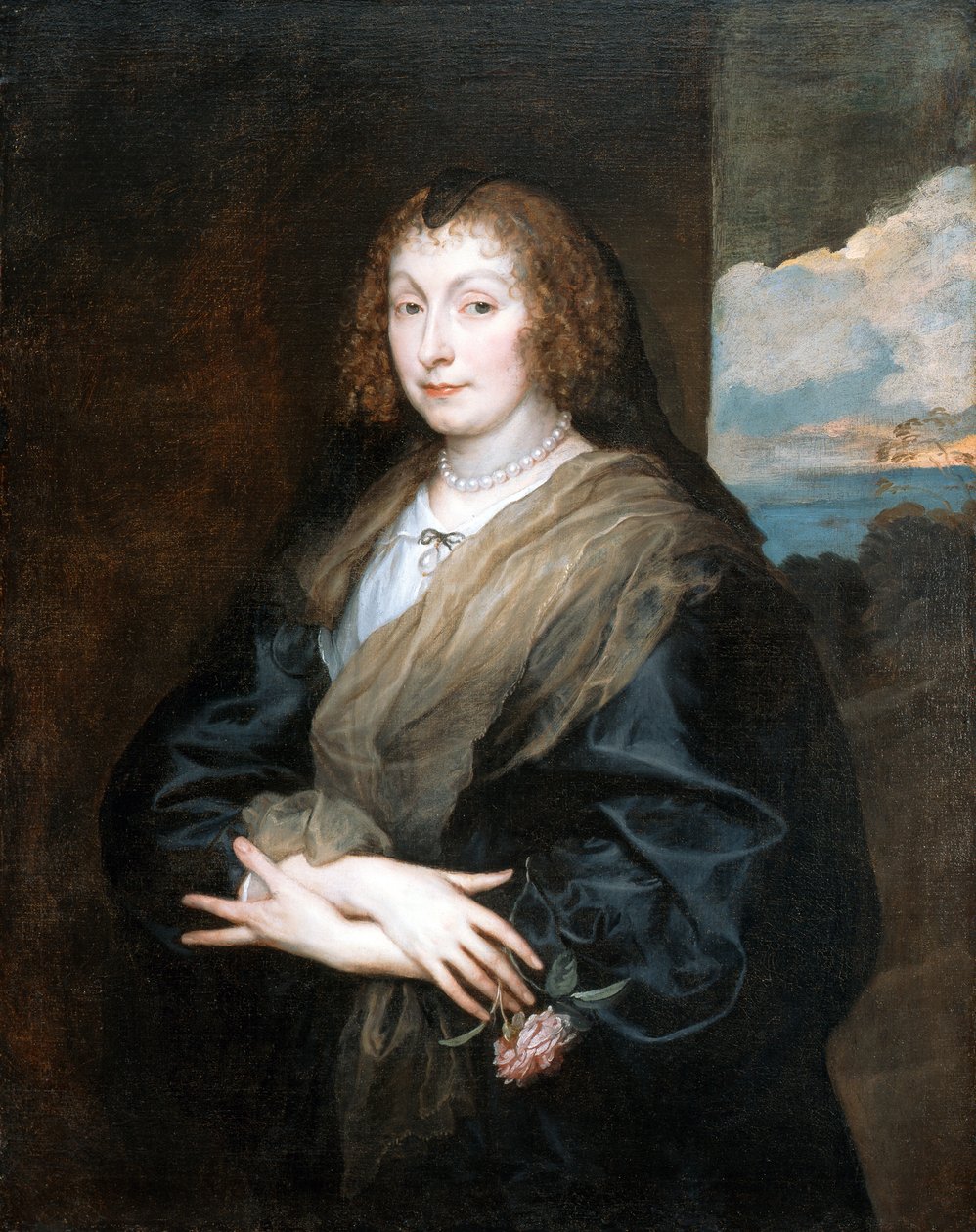 Mujer con rosa de Anthony van Dyck
