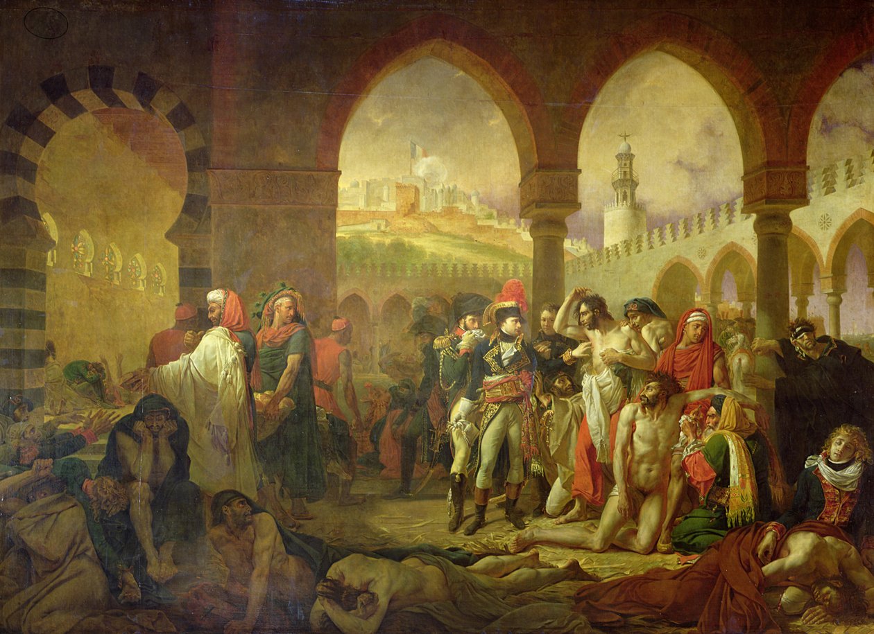 Napoleón Bonaparte visitando a los apestados de Jaffa, 11 de marzo de 1799, 1804 de Antoine Jean Gros