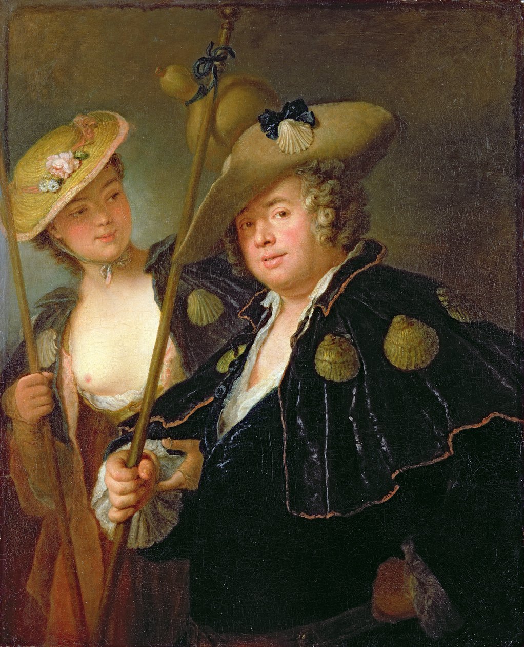 Gustav Adolf Graf von Gotter y su sobrina Friederike von Wangenheum en trajes de peregrino, c.1750 de Antoine Pesne