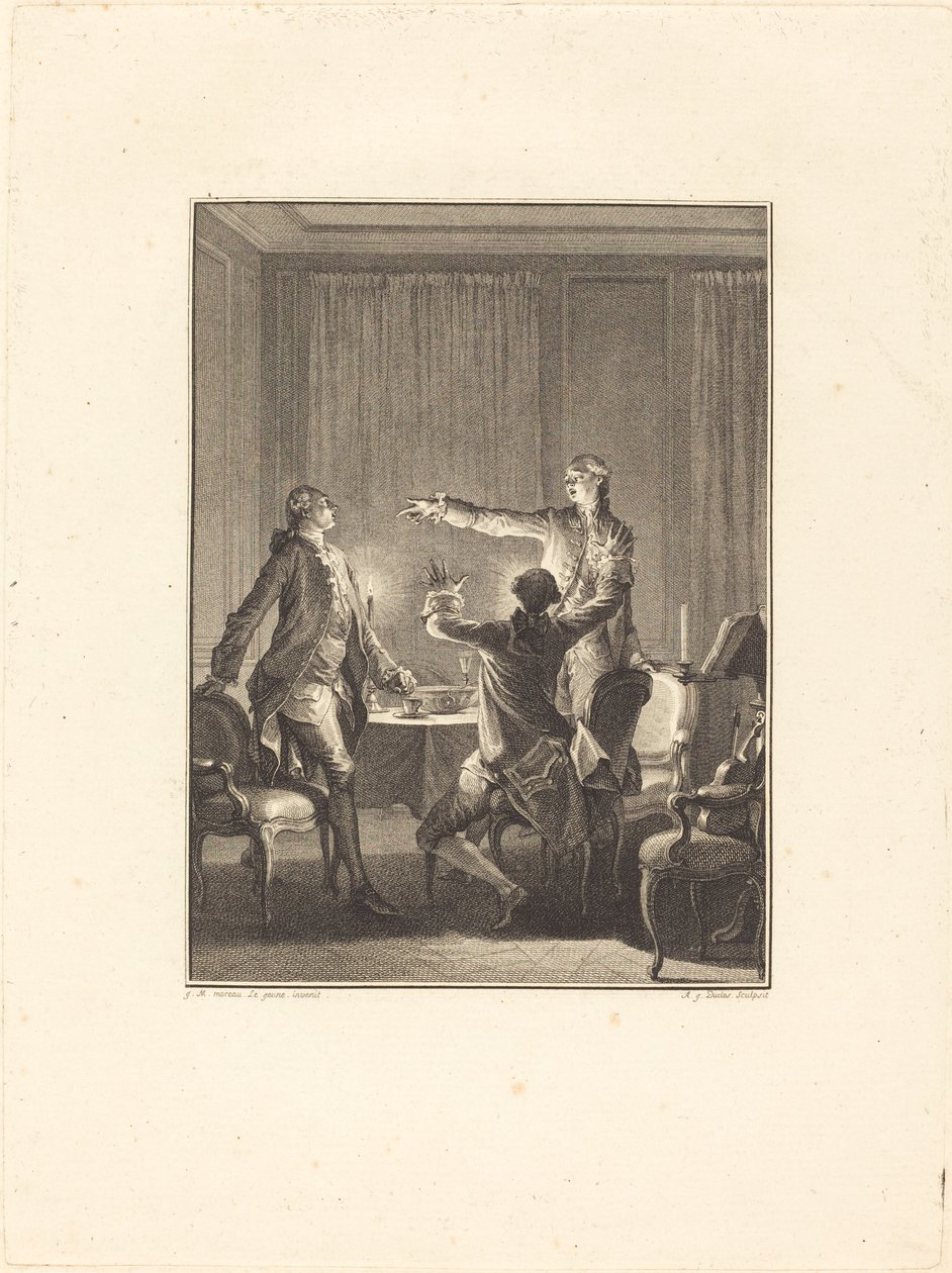 La provocación de Antoine Jean Duclos after Jean Michel Moreau